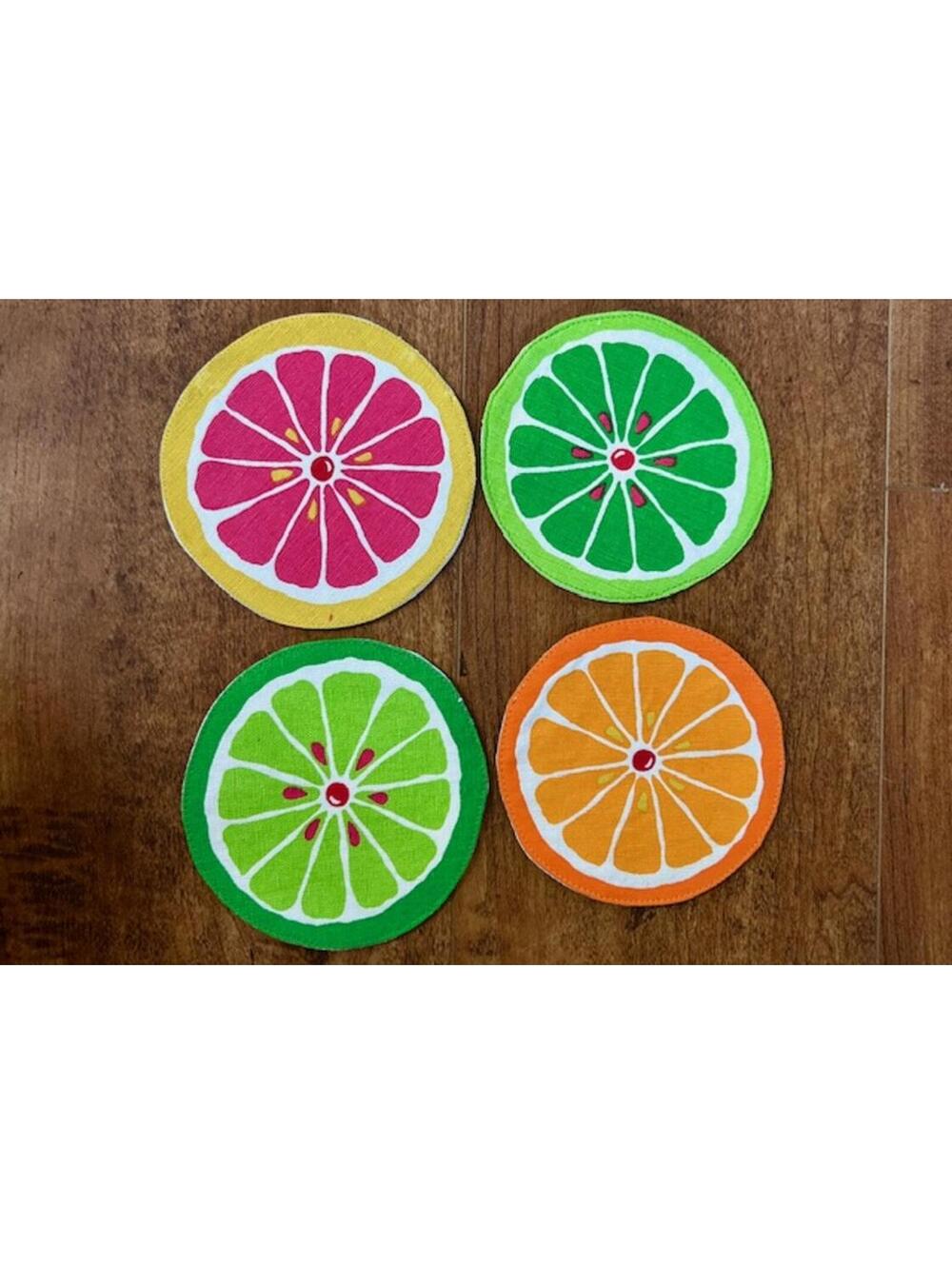 Set of 4 Citrus Fruit Slice Coasters